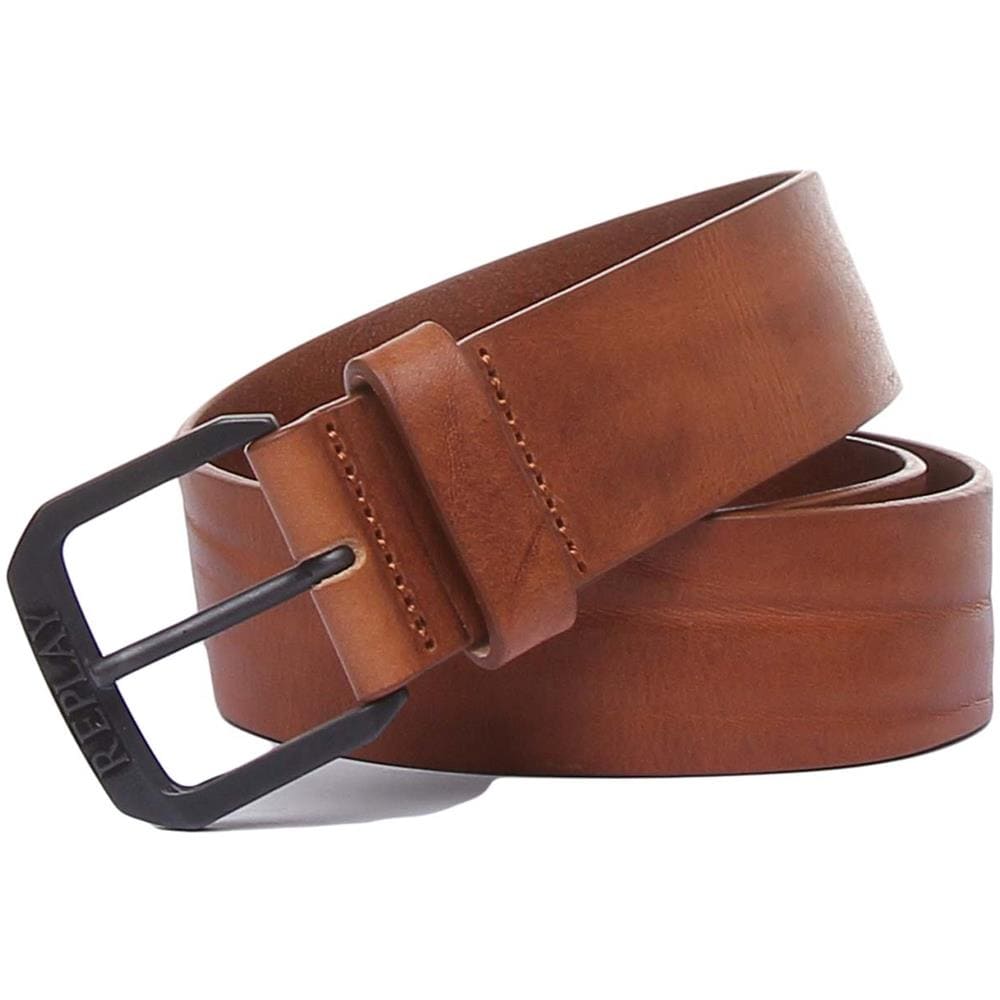 Mens Leather Belt In Tan - Foto 3