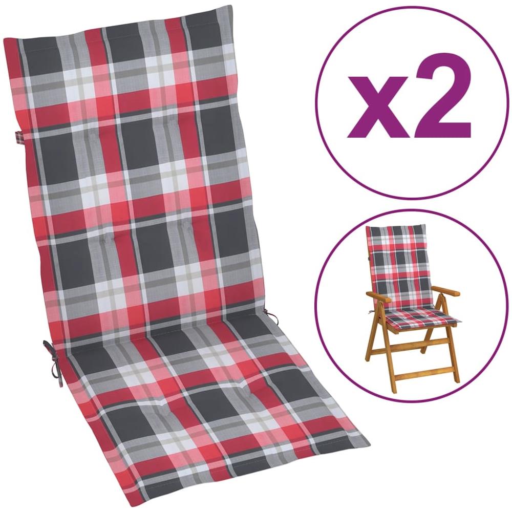 Cuscini Per Sedie Da Giardino 2 Pz Rossi A Quadri 120x50x4 Cm - Foto 1