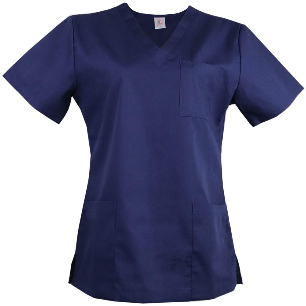 e Donne Scrub Top Medici V-collo 3 Pocket Scrub Top Ospedale Workwear (navy Xl) - Foto 1