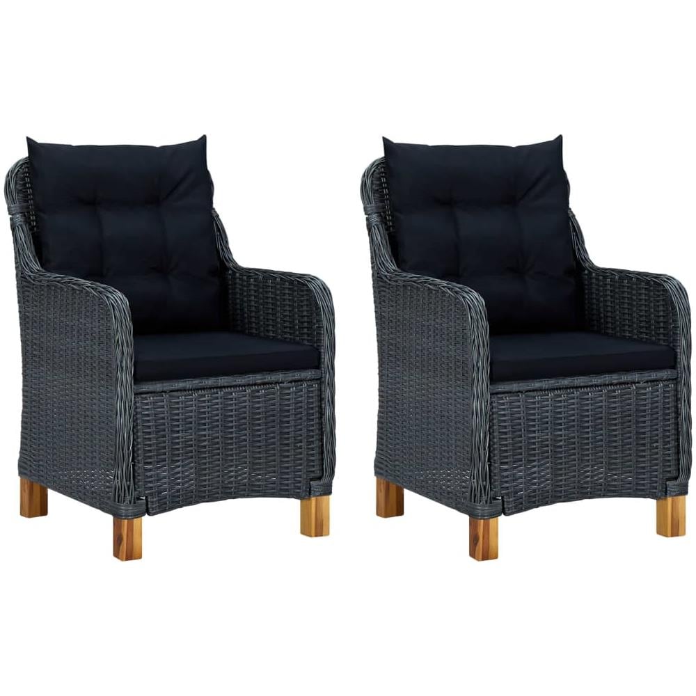 Set Divani da Giardino 3 pz con Cuscini Polyrattan Grigio Scuro - Foto 3
