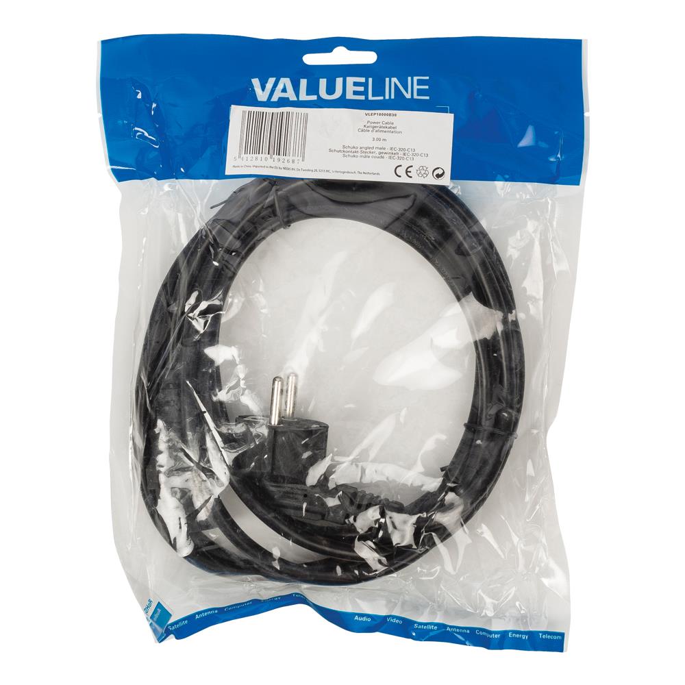 VLEP10000B30, Maschio, Power plug type F, C13 coupler, Ad angolo, Dritto, Nero - Foto 1