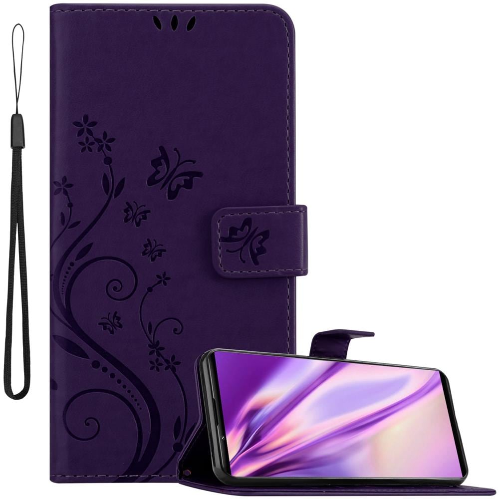 Custodia Compatibile Con Sony Xperia 1 Iii In Lilla Scuro Fiore - Coperchio Protettivo In Design Floreale Con Chiusura Magnetica, Funzione Stand E Slot Per Carte - Foto 1
