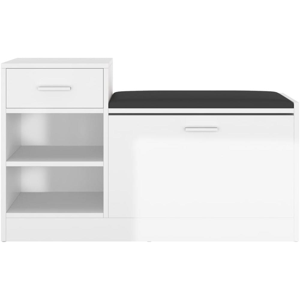 Panca Porta Scarpe Bianco Lucido 94,5x31x57cm Legno Multistrato - Foto 2