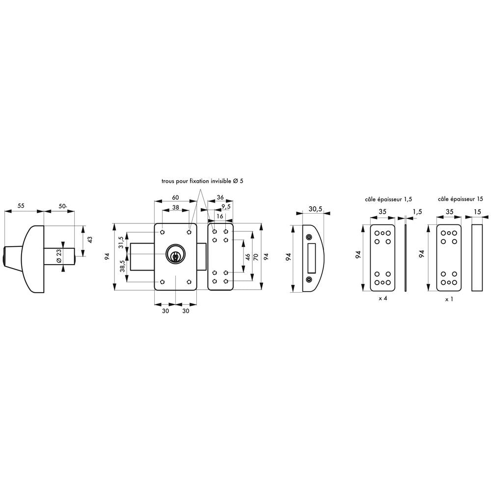 Serratura A Doppia Entrata Design 5, Cilindro 50mm, Acciaio, 3 Chiavi, Argento - Thirard - Foto 2
