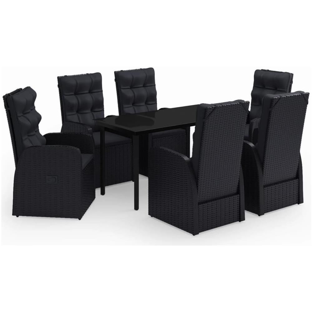 Set Da Pranzo Da Giardino Con Cuscini 7 Pz Nero - Foto 1