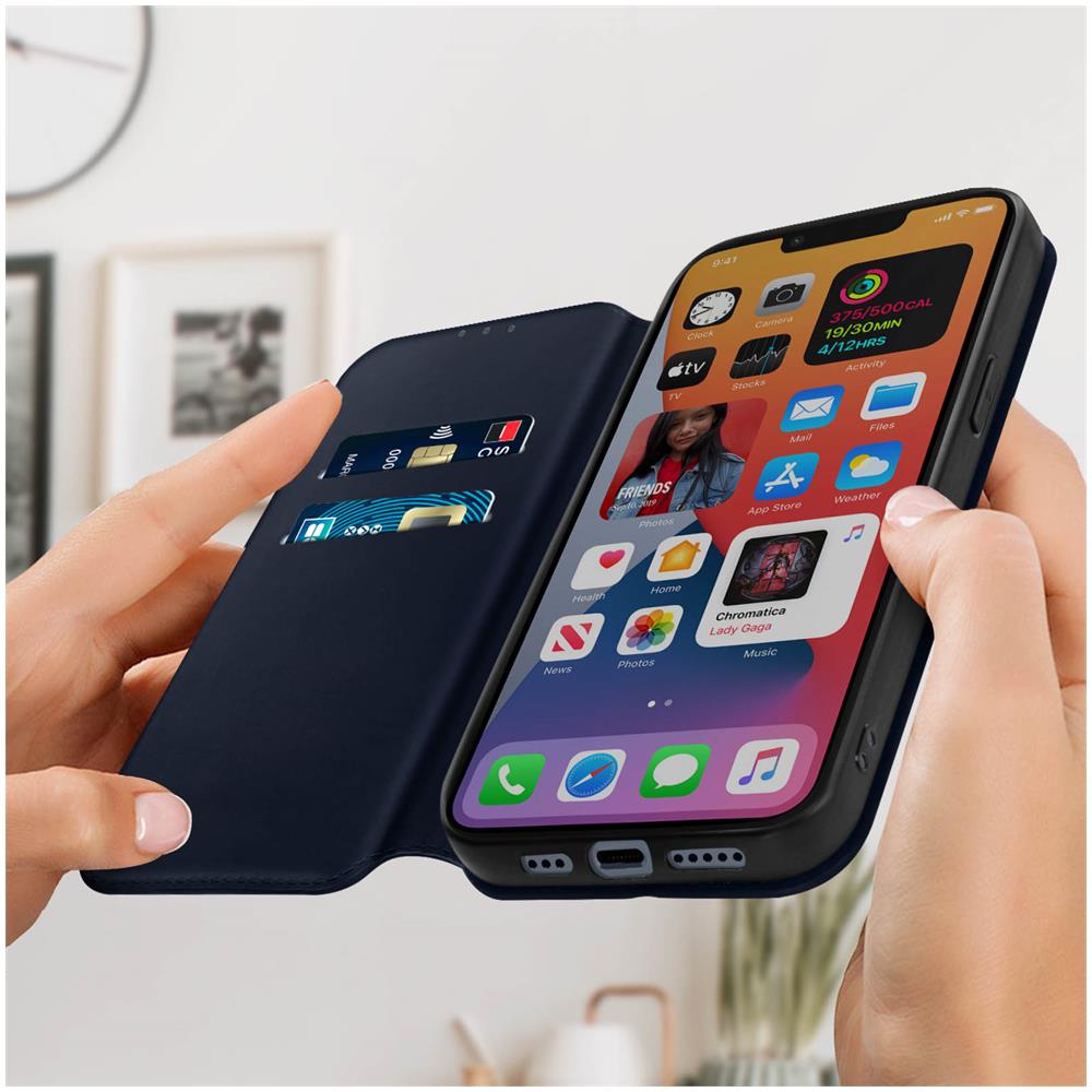 Custodia Iphone 14 Plus Portafoglio Funzione Supporto Video Blu - Foto 5