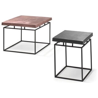 Set 2 Tavolini Rotondi Impilabili Rovere E Metallo Bianco | HOJINLINERO Salvaspazio | Tavolino Da Caffè
