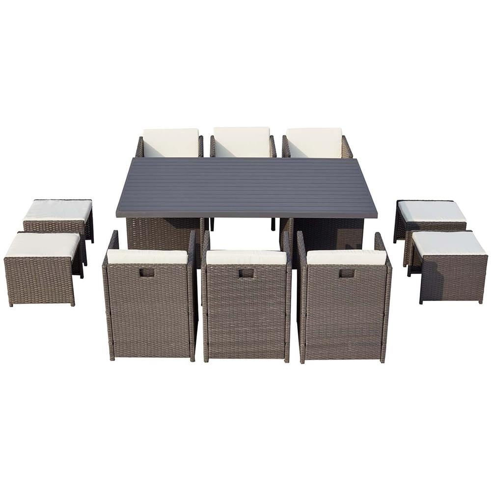 Salotto Da Giardino A Incasso 10 Posti Resina Intrecciata Grigio/bianco Sunset - Foto 1