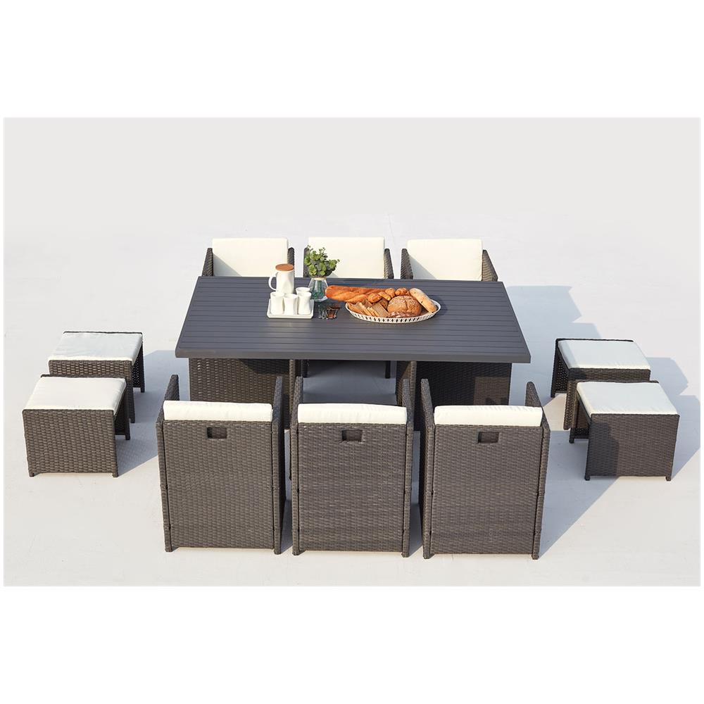 Salotto Da Giardino A Incasso 10 Posti Resina Intrecciata Grigio/bianco Sunset - Foto 6