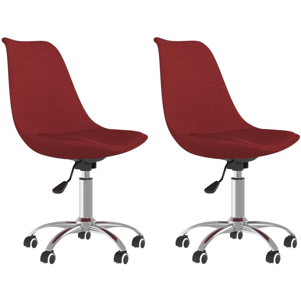 Sedie Da Pranzo Girevoli 2 Pz Rosso Vino In Tessuto - Foto 2
