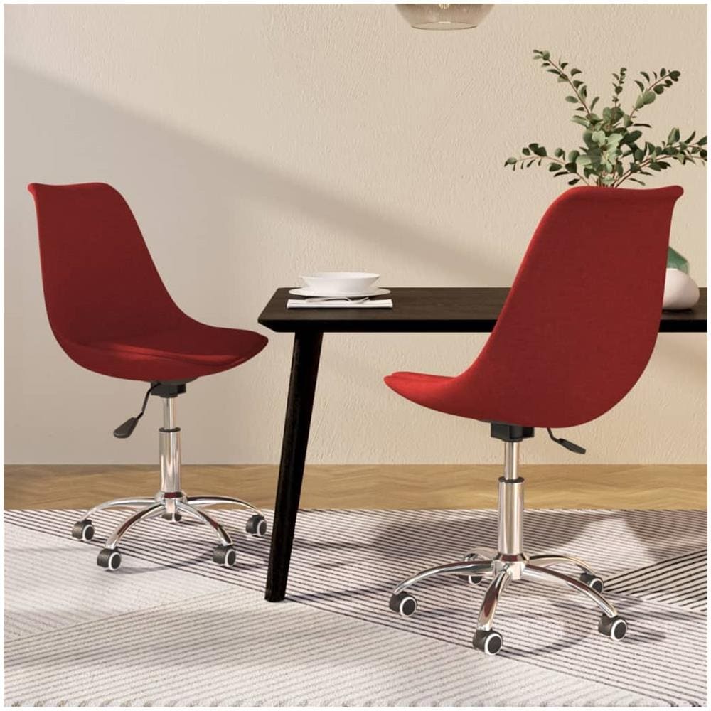 Sedie Da Pranzo Girevoli 2 Pz Rosso Vino In Tessuto - Foto 1