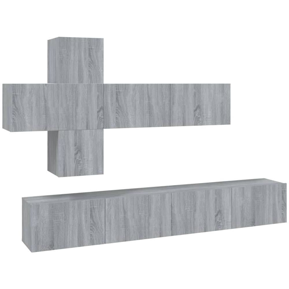 Set Di Mobili Porta Tv 7 Pz Grigio Sonoma In Legno Multistrato - Foto 2