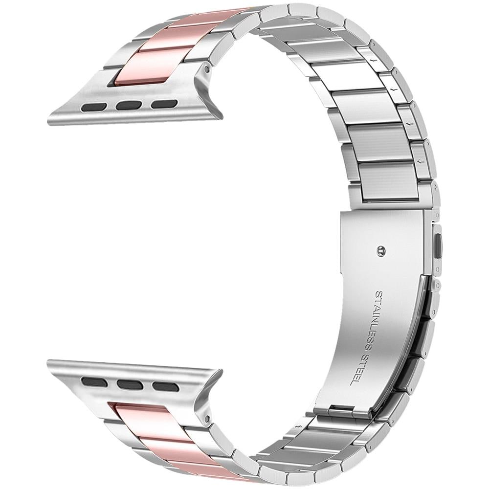 Cinturino Per Apple Watch 41 Mm / 40 Mm / 38 Mm Acciaio Inox Argento E Rosa - Foto 2
