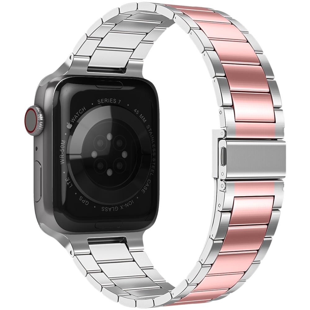 Cinturino Per Apple Watch 41 Mm / 40 Mm / 38 Mm Acciaio Inox Argento E Rosa - Foto 1