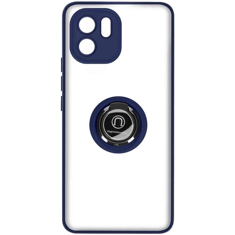 Cover Per Xiaomi Redmi A1 E A2 Bimateria Anello Metallico Supporto Blu - Foto 1