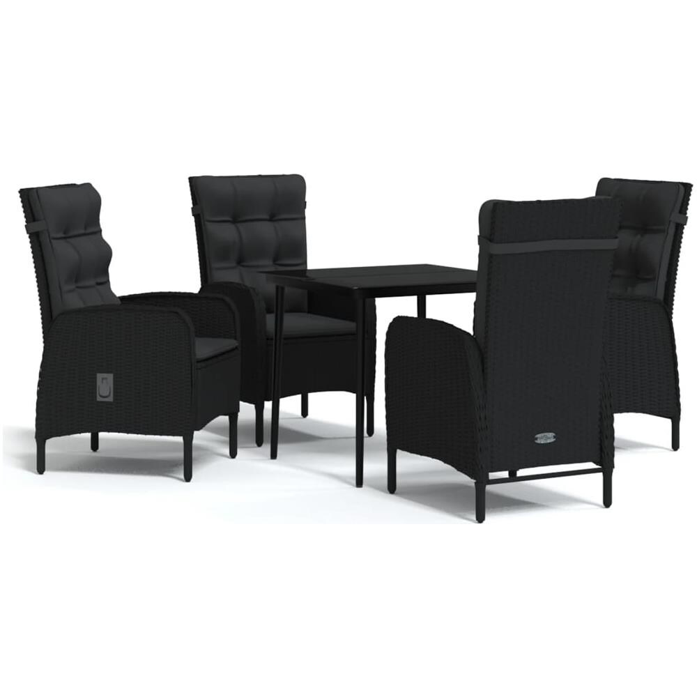 Set Da Pranzo Per Giardino 5 Pz Con Cuscini Nero - Foto 2