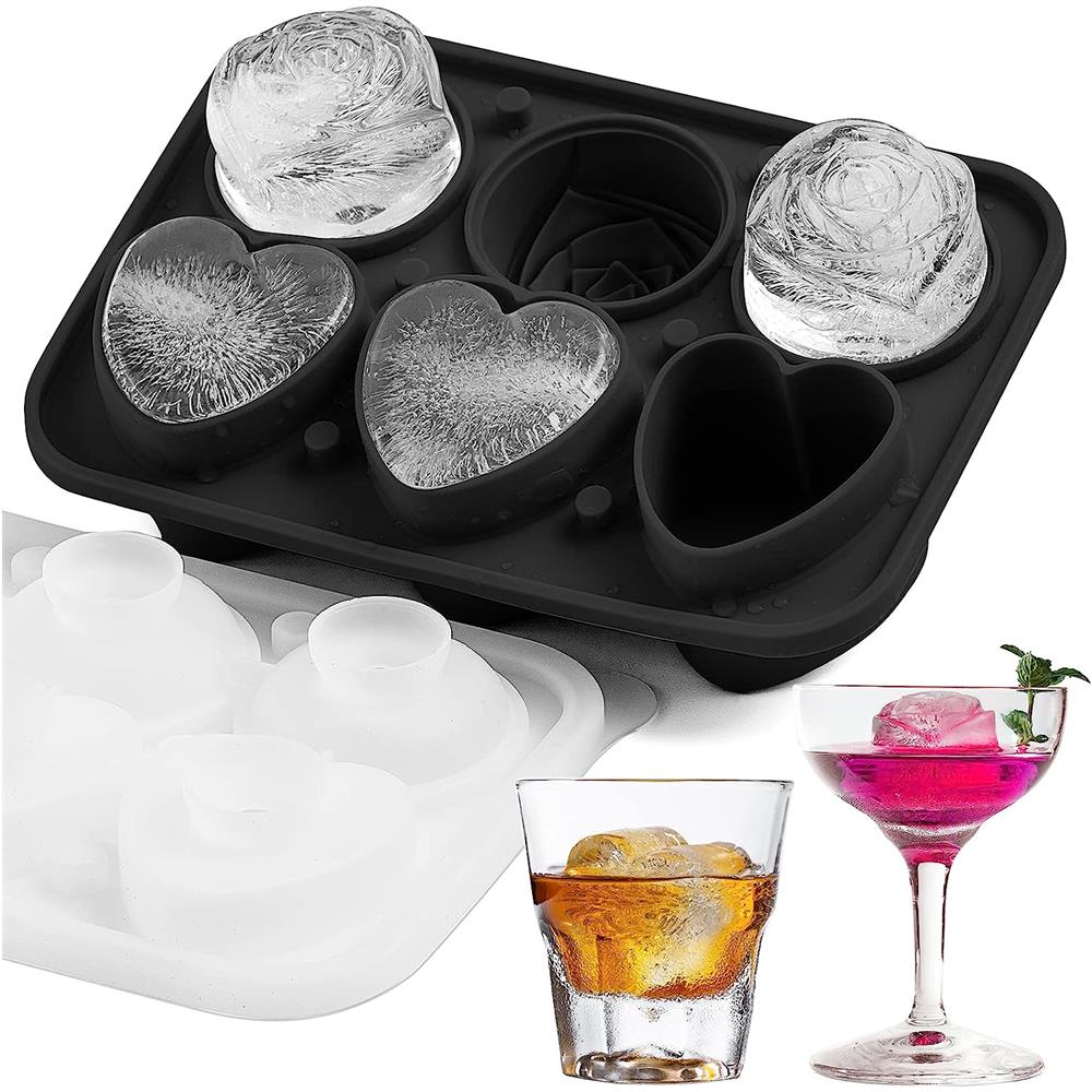 Stampo Per Gelato In Silicone A Forma Di Cuore E Rosa Da 6 Pezzi Black - Foto 5
