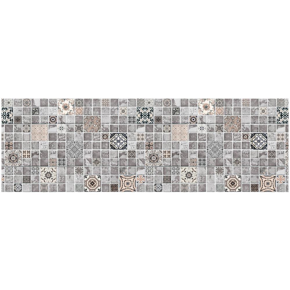 Tappeto Passatoia Antiscivolo Con Stampa Digitale Dis. Piastrelle Colore Grigio 50x320 Grigio - Foto 2