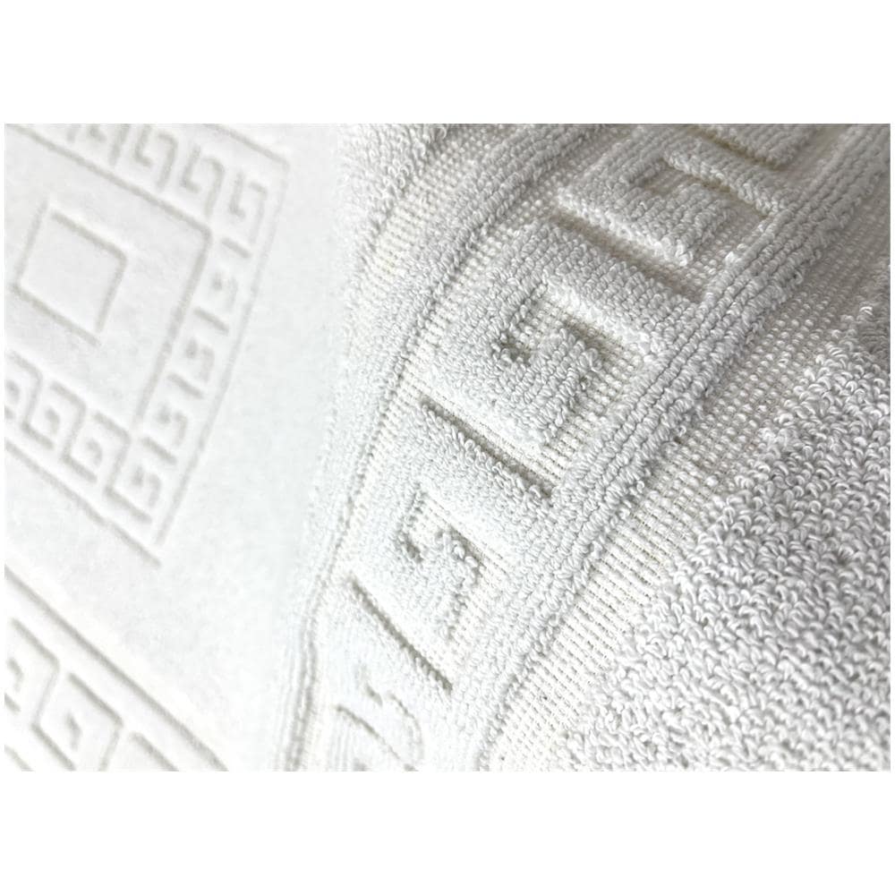 Tappeto Bagno Doccia Spugna Tinta Unita Torino Tappetino Super Assorbente In Cotone Pelo Corto Con Greca Parure 3 Pezzi Bianco - Foto 4