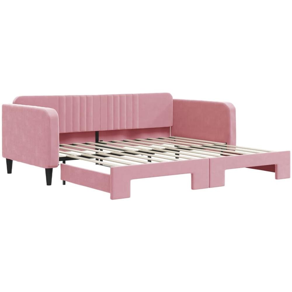 Divano Letto Con Letto Estraibile Rosa 100x200 Cm In Velluto - Foto 2