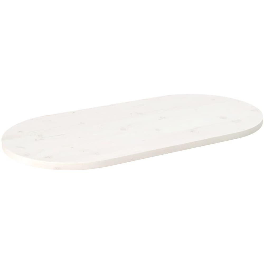 Piano Tavolo Bianco 110x55x2,5 Cm Legno Massello Di Pino Ovale - Foto 1