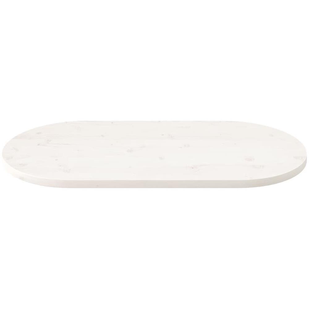 Piano Tavolo Bianco 110x55x2,5 Cm Legno Massello Di Pino Ovale - Foto 3