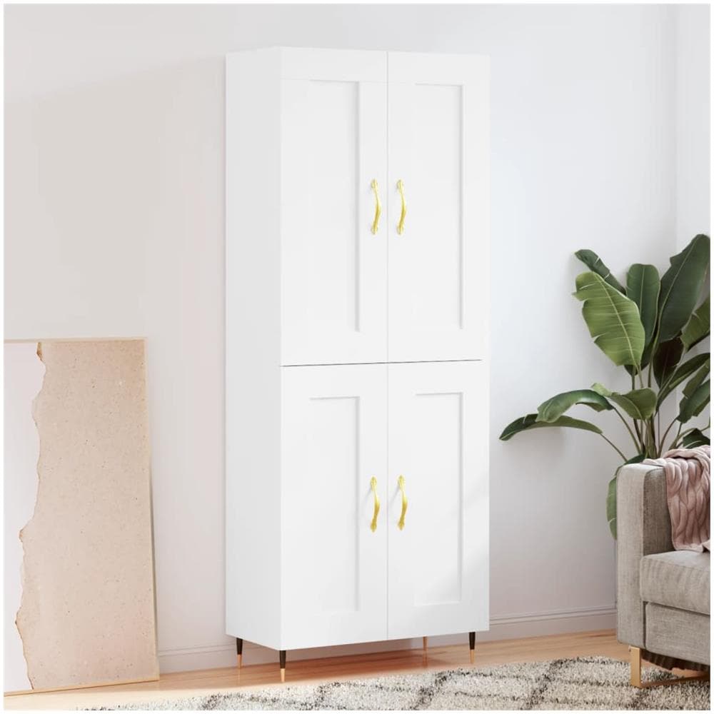 Credenza Bianca 69,5x34x180 Cm In Legno Multistrato - Foto 1