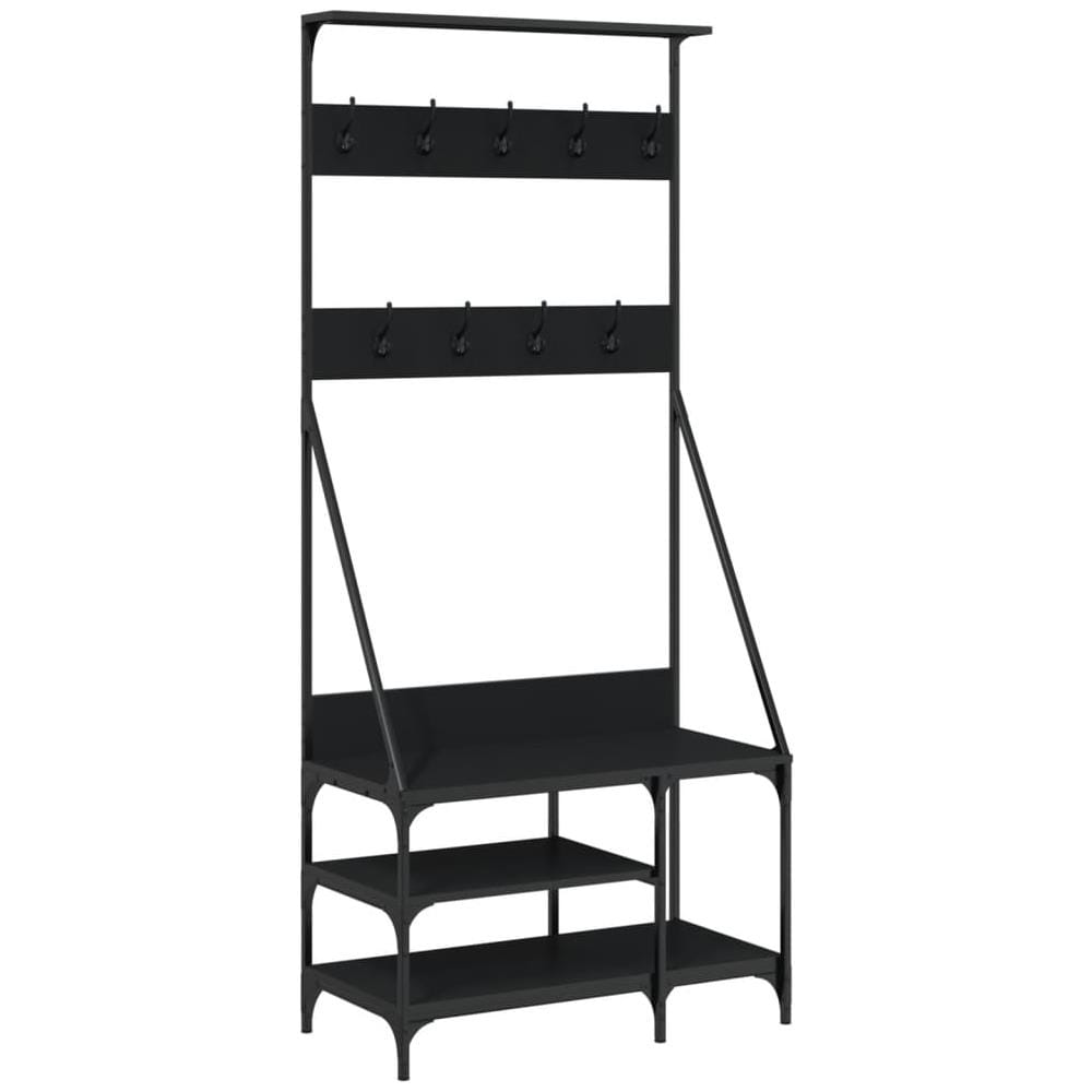 Appendiabiti Con Porta Scarpe Nero 80x40x184 Cm - Foto 2