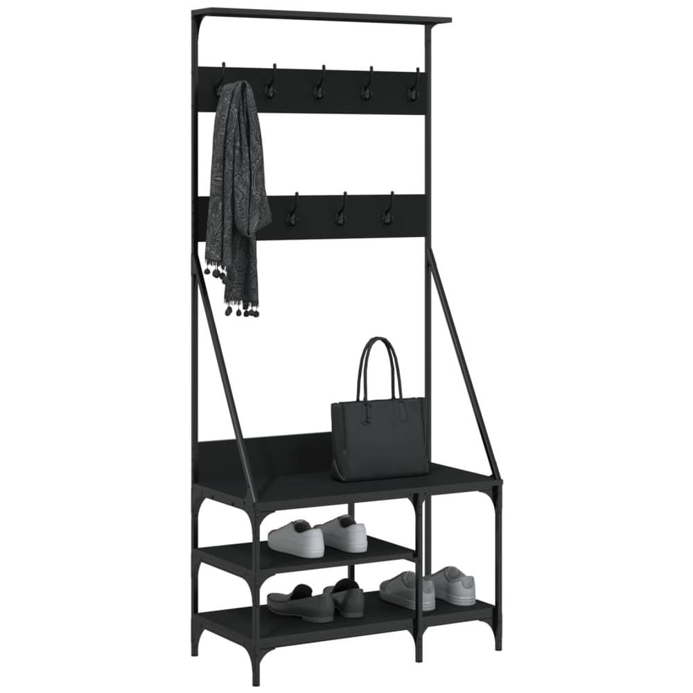 Appendiabiti Con Porta Scarpe Nero 80x40x184 Cm - Foto 3