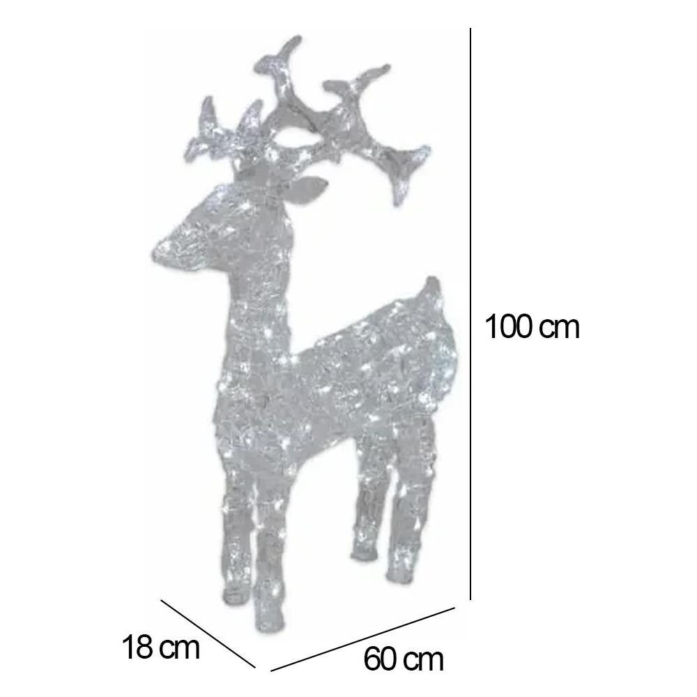 Renna Luminosa Natalizia Esterno 100cm Decorazione Addobbo Natale Bianco Caldo - Foto 2
