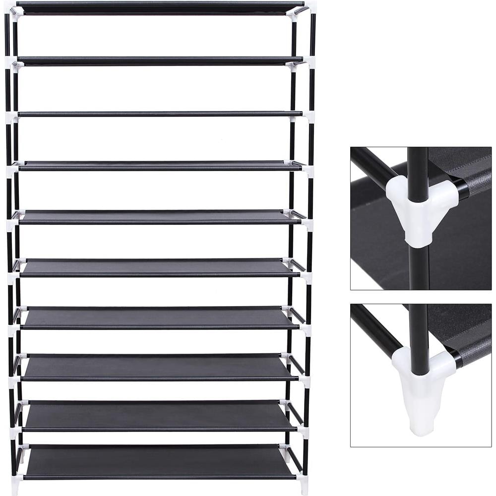 Scarpiera Valora nera | Armadio portaoggetti tessile a 9 ripiani - Foto 7