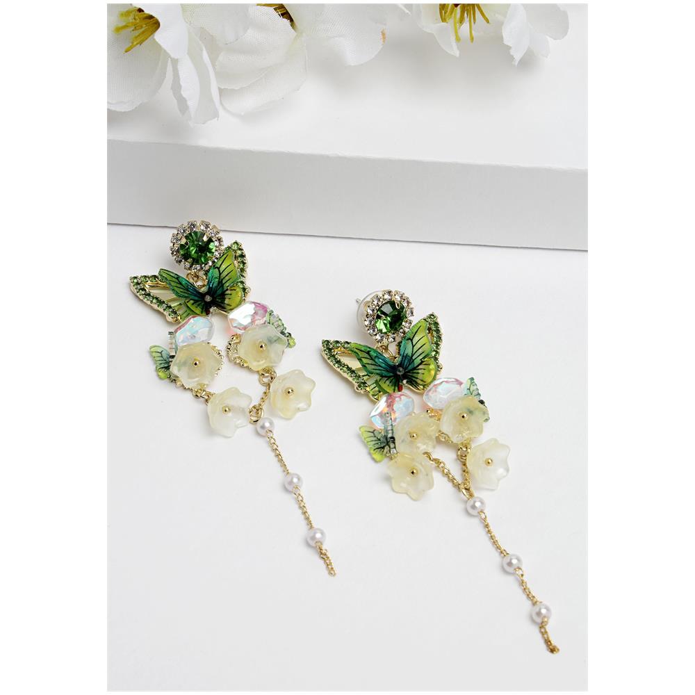 Orecchini Pendenti Lunghi a Farfalla con Cristalli - Foto 2