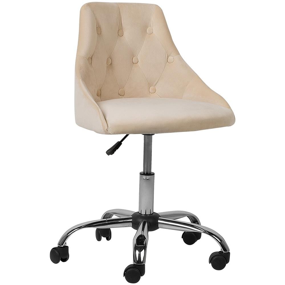 Sedia Da Scrivania In Velluto Beige Parrish - Foto 1