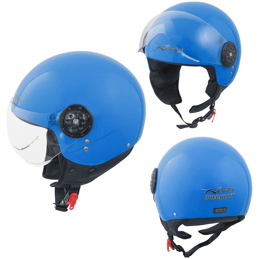 Scooter Moto Casco Jet Demi Omologato Ece 22-05 Visiera Avio Blu Xs - Foto 1