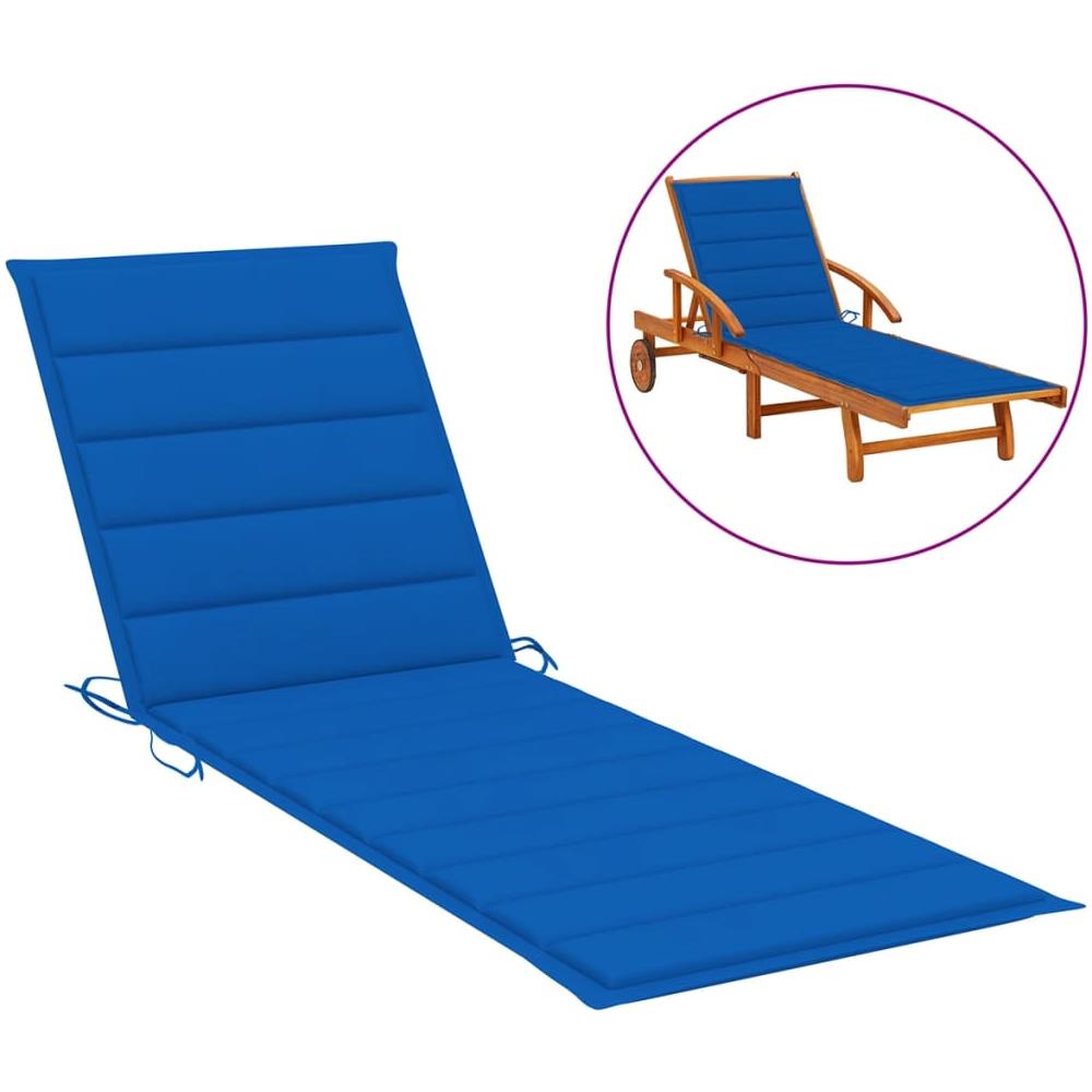 Cuscino Per Lettino Prendisole Blu Reale 200x50x4 Cm In Tessuto - Foto 1