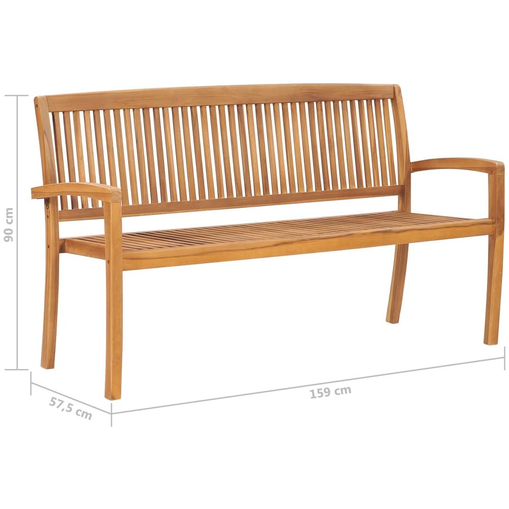 Panchina Da Giardino Impilabile E Cuscino 159cm Teak Massello - Foto 8