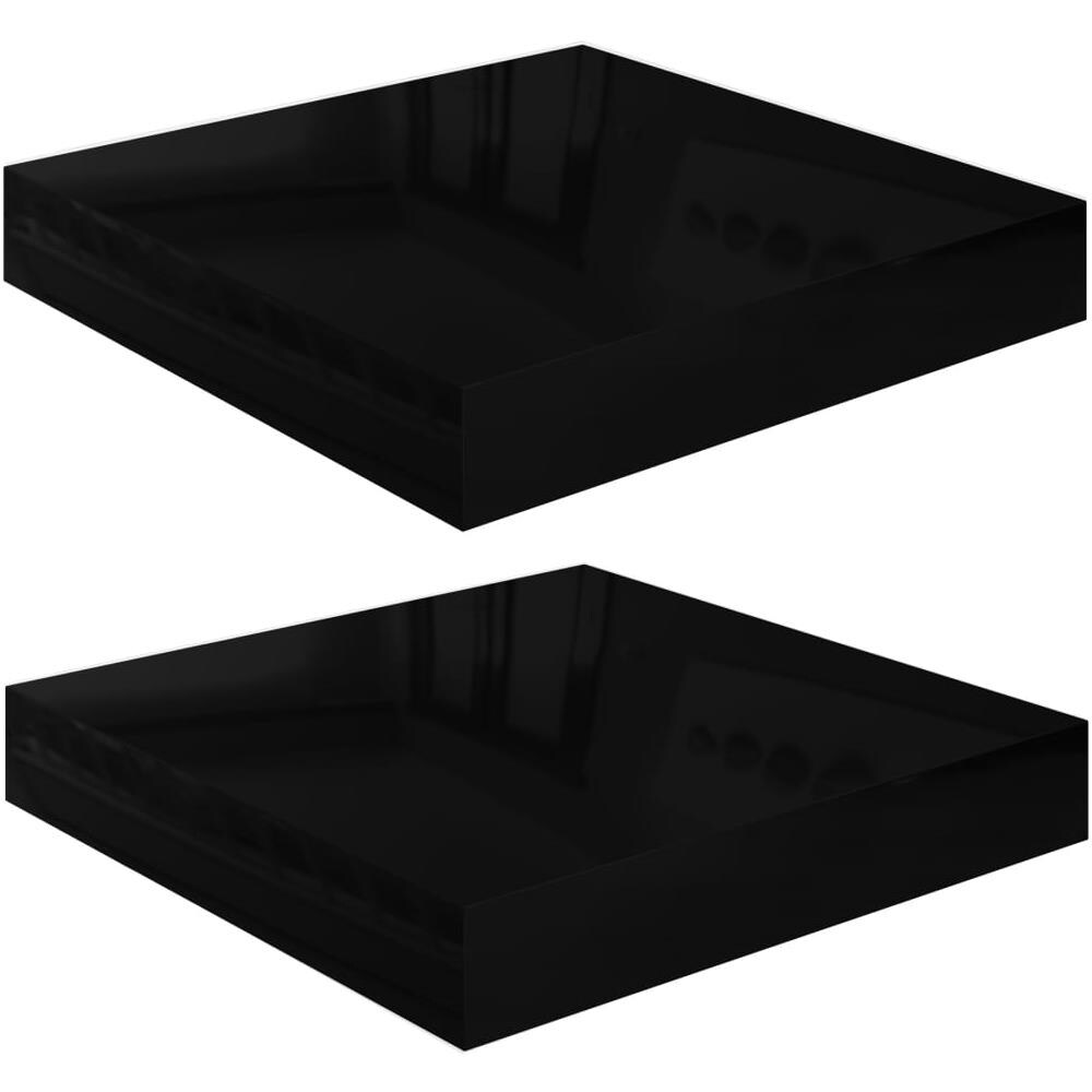 Scaffali A Parete 2 Pz Nero Lucido 23x23,5x3,8 Cm In Mdf - Foto 2