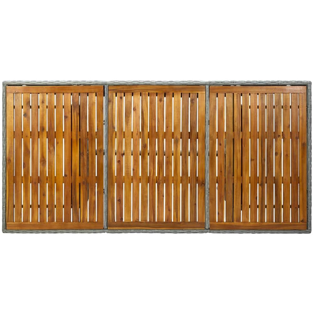 Tavolo da Giardino Grigio Chiaro in Polyrattan e Legno Acacia - Foto 2