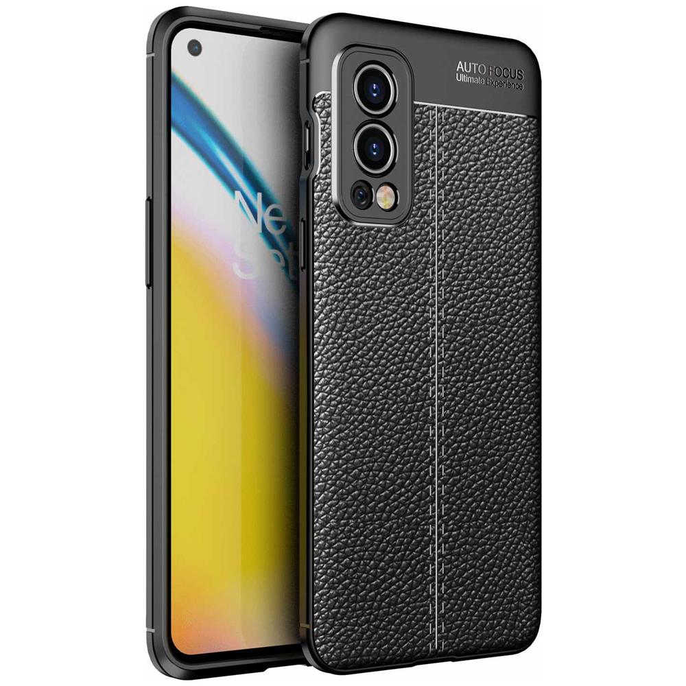 Custodia Compatibile Con Oneplus Nord 2 In Nero Profondo - Coperchio Protettivo In Silicone Tpu Con Applicazione Di Finta Pelle Nobile - Foto 1
