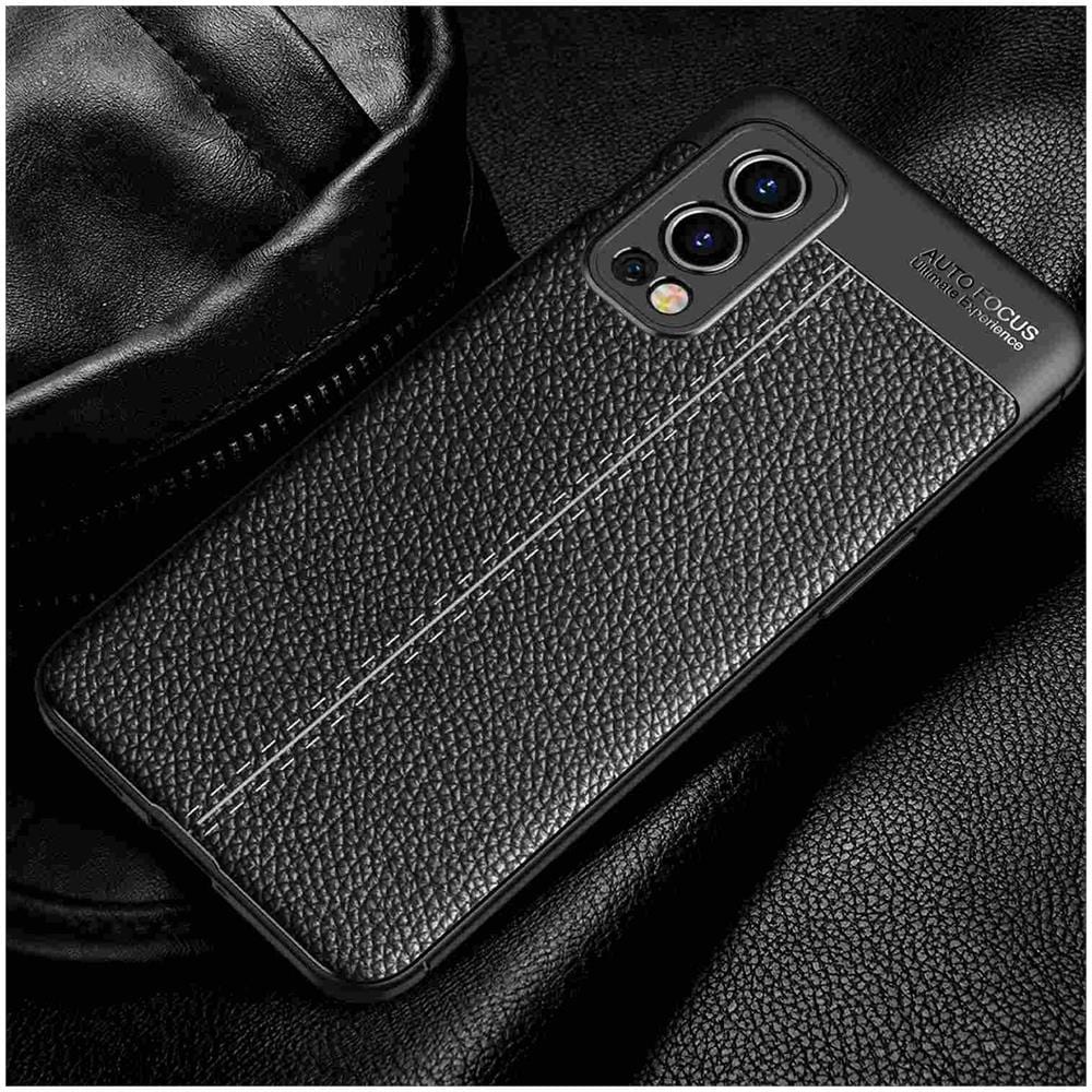 Custodia Compatibile Con Oneplus Nord 2 In Nero Profondo - Coperchio Protettivo In Silicone Tpu Con Applicazione Di Finta Pelle Nobile - Foto 7