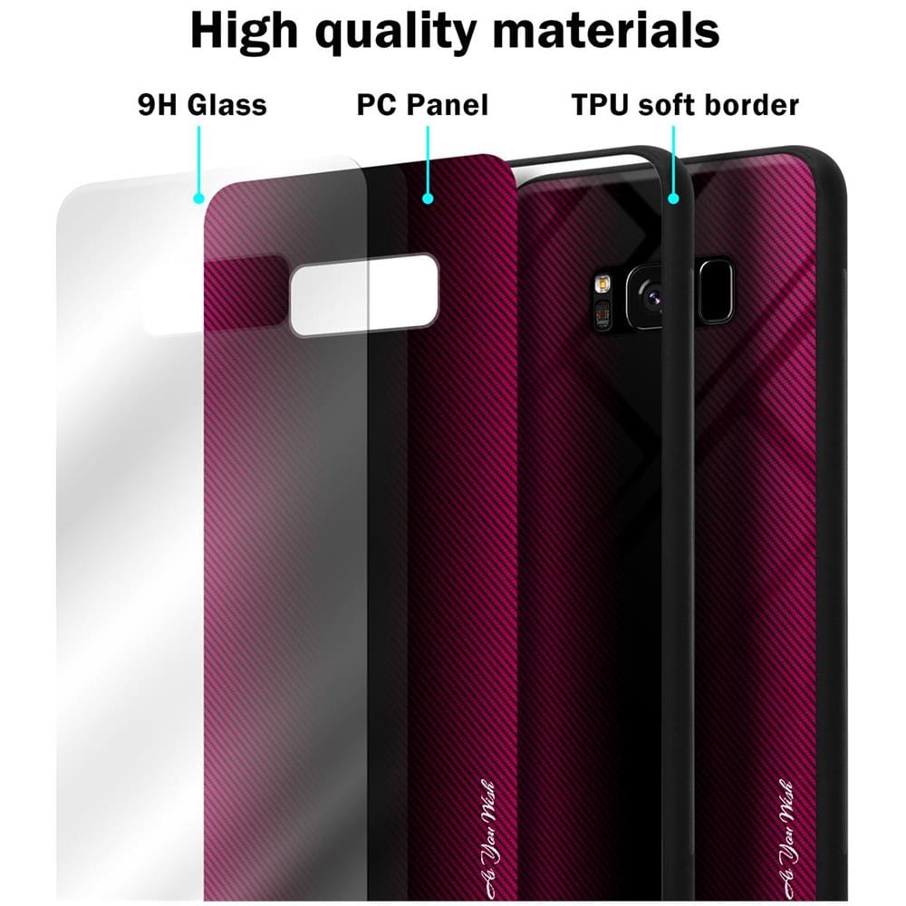 Custodia Compatibile Con Samsung Galaxy S8 - Ottica A Strisce In Cremisi Rosa - Coperchio Protettivo In Vetro Temperato E Silicone Tpu - Foto 7
