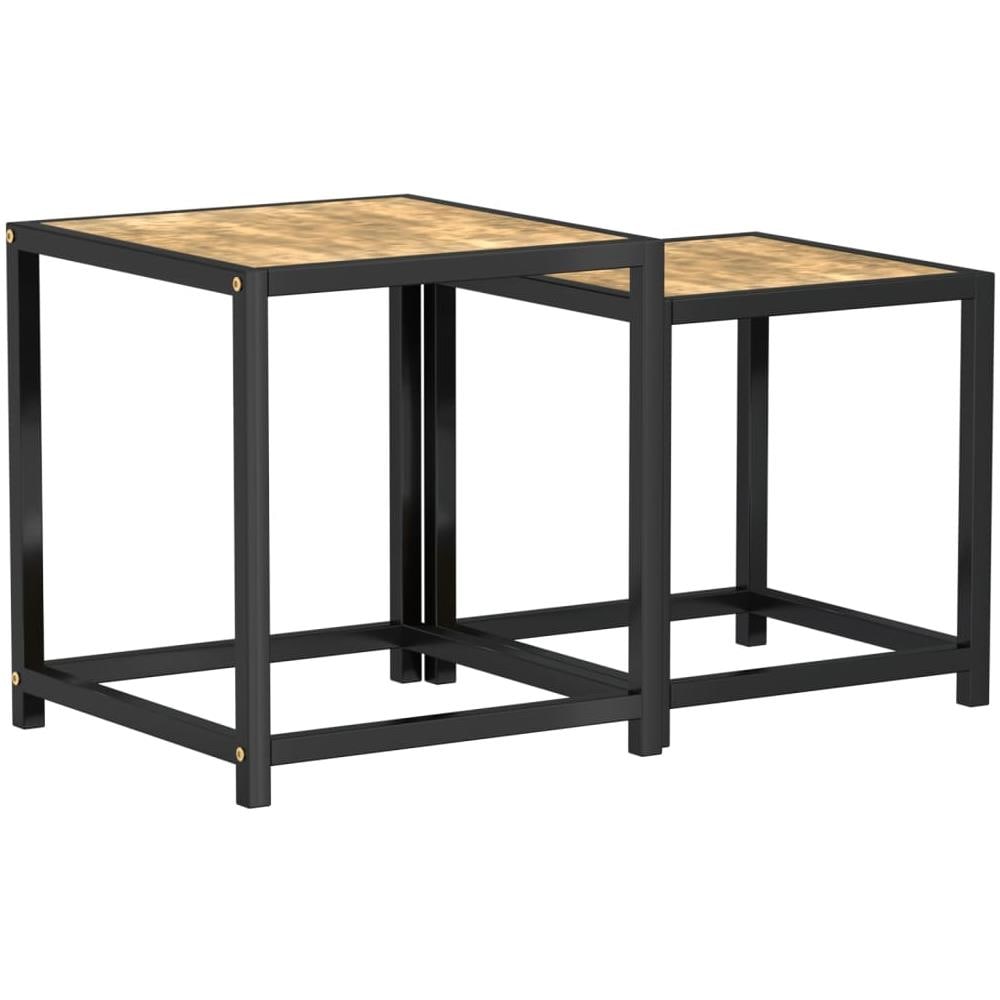 Tavolini 2 Pz In Mdf Neri E Gialli - Foto 2