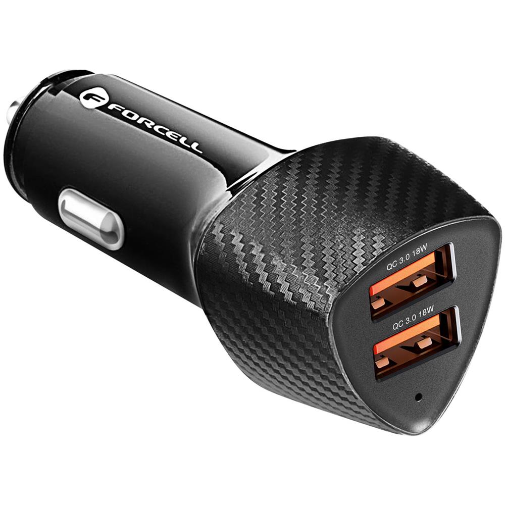 Caricabatterie Da Auto Doppio Usb 36w Quick Charge 3.0 Nero Carbonio - Foto 1