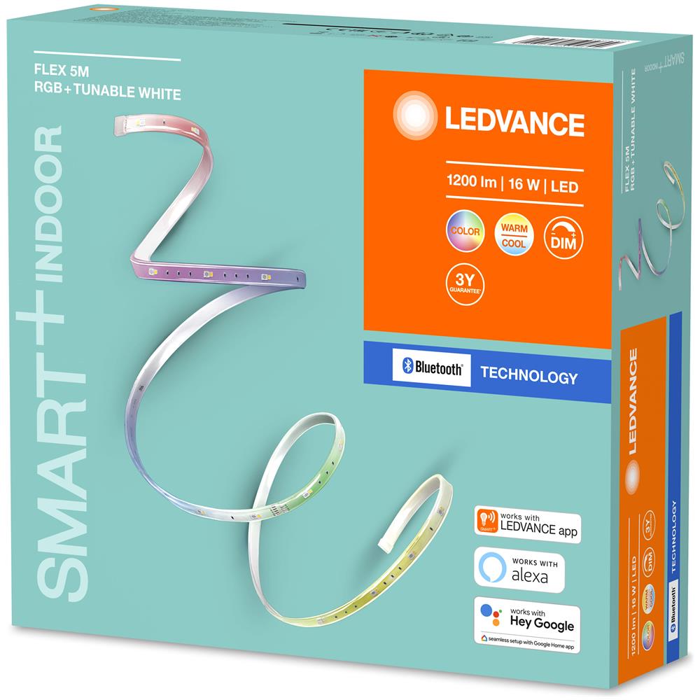 Ledvance Banda Led Intelligente Led: Per Tutte Le Superfici, Smart+ Flex Multicolor / 16 W, 220…240 V, Ampiezza Fascio Luminoso: 110, Rgbtw, 2000 … 6500 K, Materiale Del Corpo: Silicone, Ip20 - Foto 2