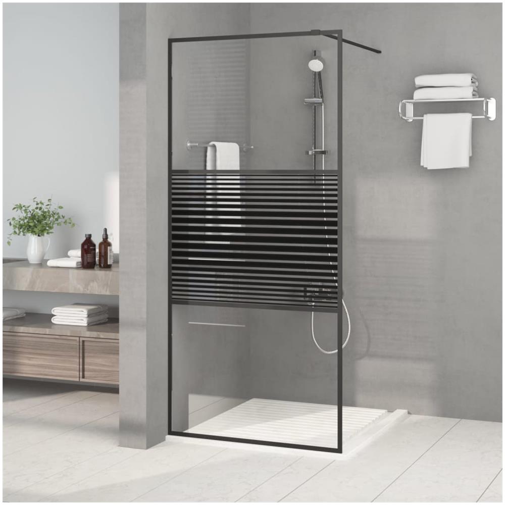 Parete Doccia Walk In Nero 90x195 Cm Vetro Trasparente Esg - Foto 1