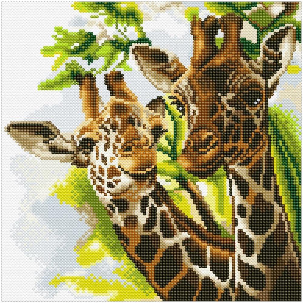 Quadro Fai Da Te Con Diamanti - Giraffe - 30 X 30 Cm - Foto 1