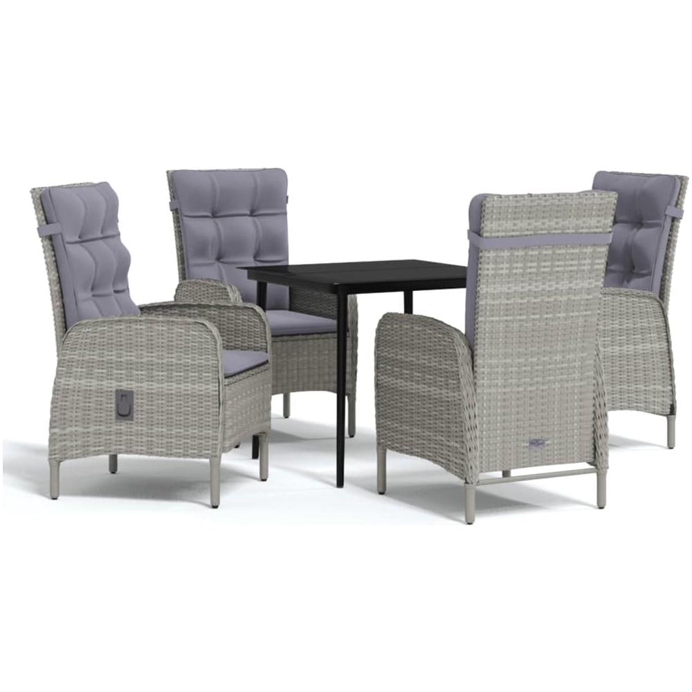 Set Da Pranzo Per Giardino 5 Pz Con Cuscini Grigio E Nero - Foto 2