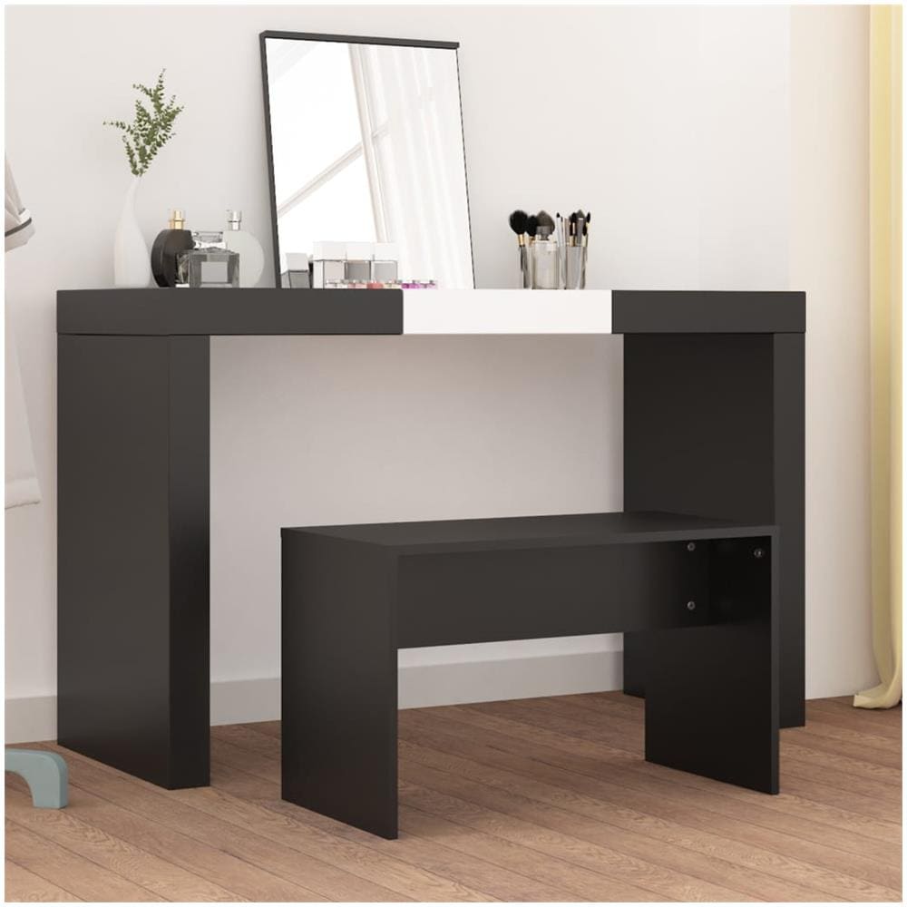 Sgabello Da Toeletta Nero 70x35x45 Cm Legno Multistrato - Foto 1