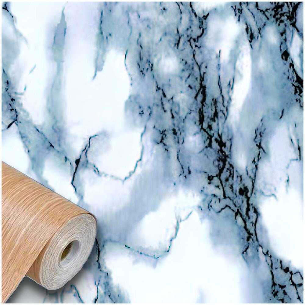 Rotolo 45cm X 15mt Di Pellicola Adesiva Effetto Marmo Grigio 3d Hd Per Mura E Mobili - Foto 1