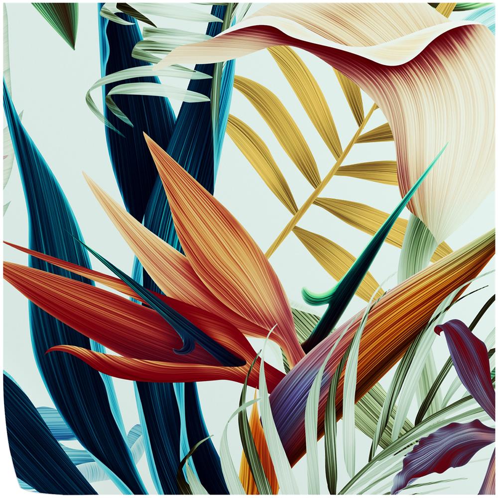 Carta Da Parati Tropicale Blu In Fogli Di Vera Carta Vegana, Made In Italy, 200x280cm, 5,5mq - Foto 1